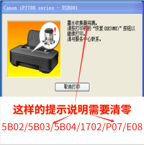 佳能打印机提示废墨收集器已满或将满；显示1700怎么远程维修