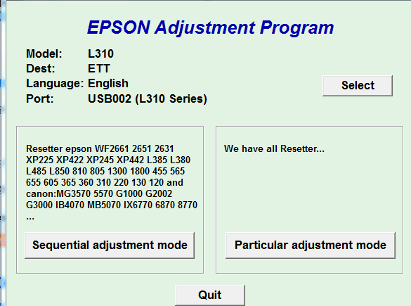 爱普生xp960软件清零L551 L558 L383 L358 P50打印机废墨收集垫满